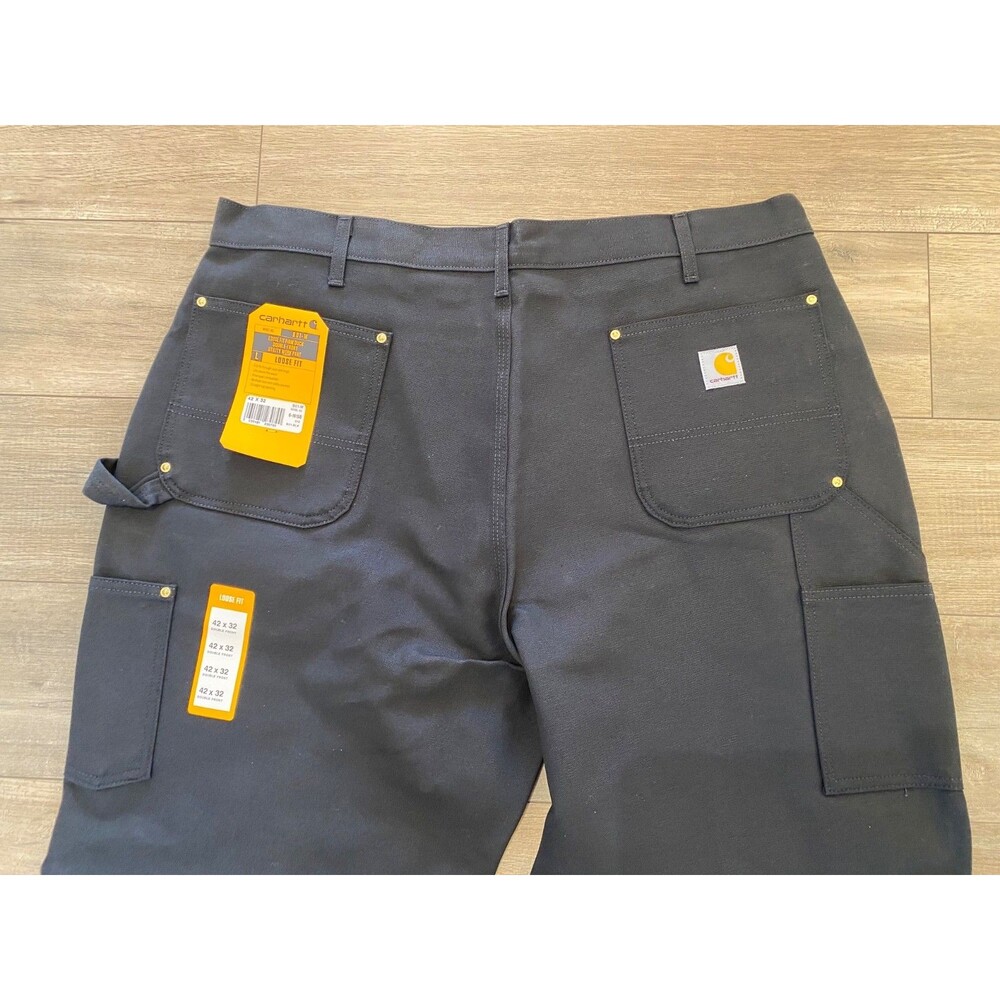 Carhartt B-01 Mens 42x32 Duck Double-Front Knee Black Work Dungaree Pants - Picture 11 of 11